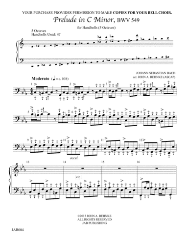 Prelude in C Minor, BWV 549 (arr. John A. Behnke)