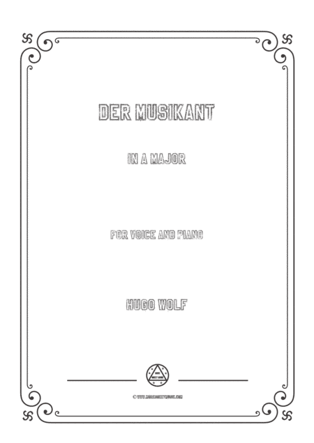 Wolf-Der Musikant in A Major,for Voice and Piano (arr. MSM)