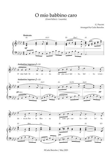 O mio babbino caro (Giani Schicci - Lauretta) SOPRANO Ab Major chords (arr. Cadu Barcelos)