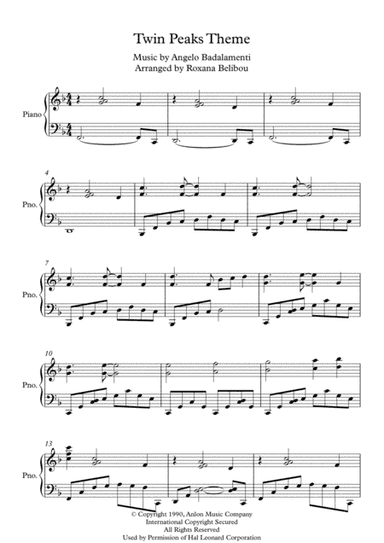 Twin Peaks Theme (arr. Roxana Belibou)