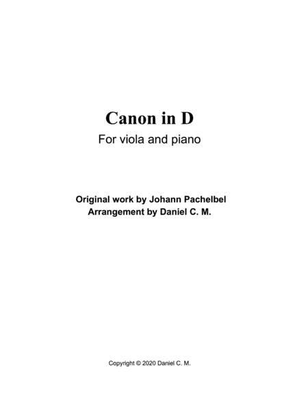 Canon in D for viola and piano (arr. Daniel C. M.)