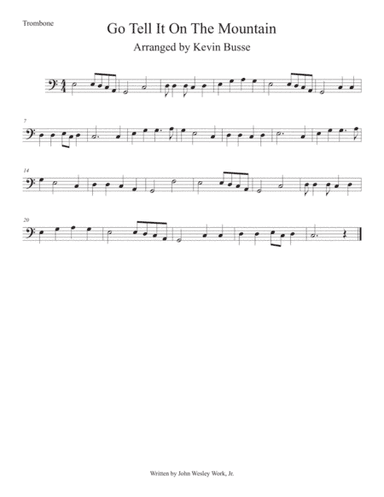 Go Tell It On The Mountain (Easy key of C) Trombone (arr. Kevin Busse)