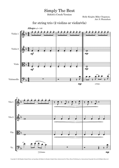 The Best (simply The Best) (arr. Sybil Shanahan, Beaux Strings)