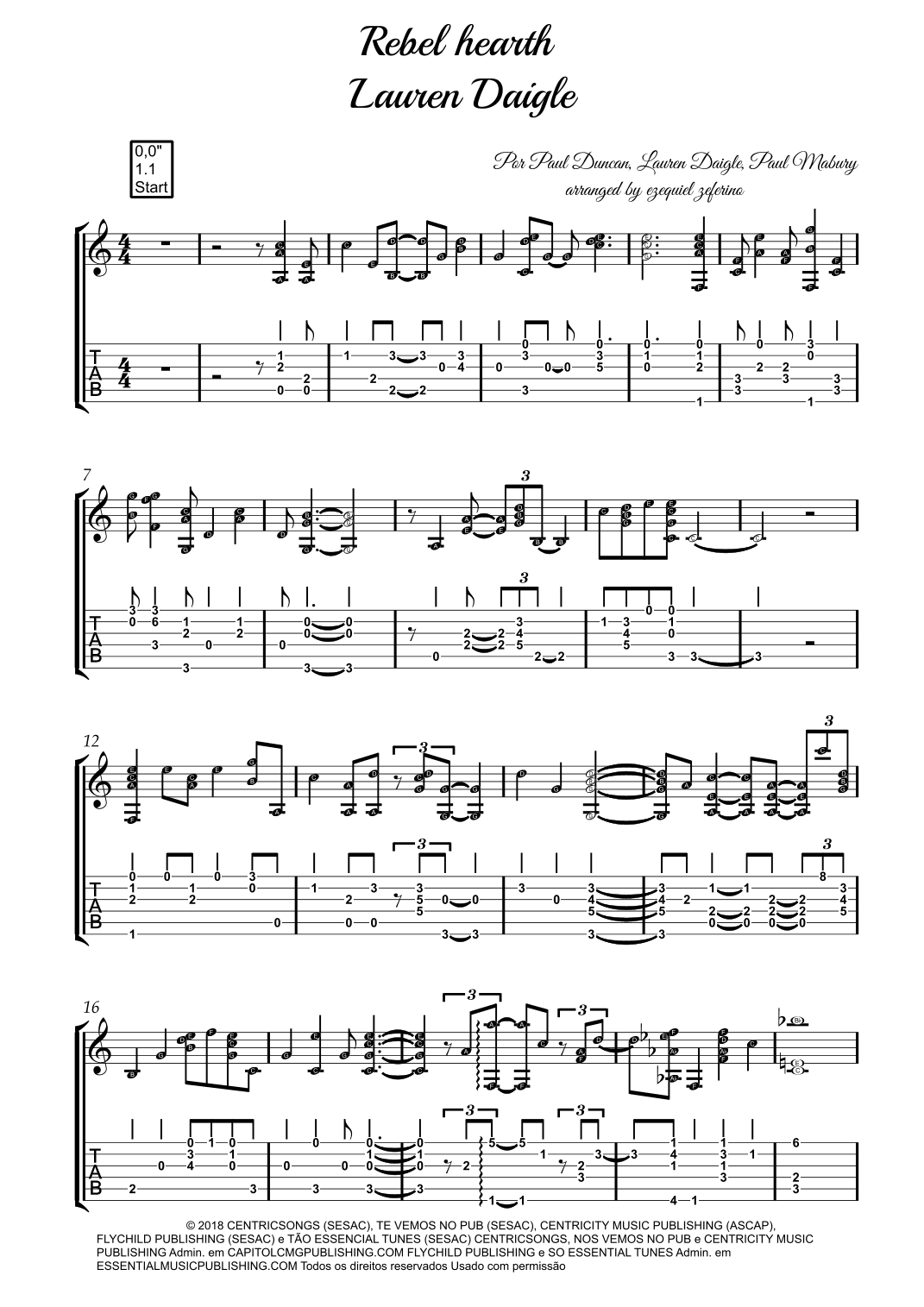 Rebel Heart (arr. by ezequiel zeferino)