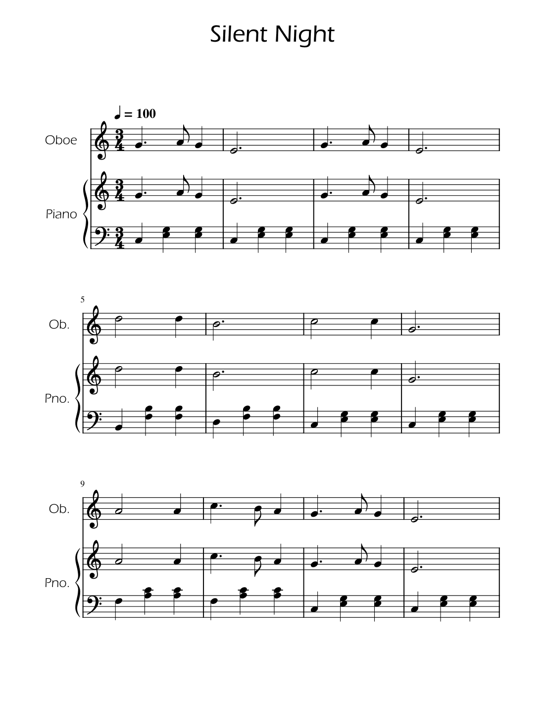 Silent Night - Oboe Solo w/ Piano (arr. Ygor Nunes)