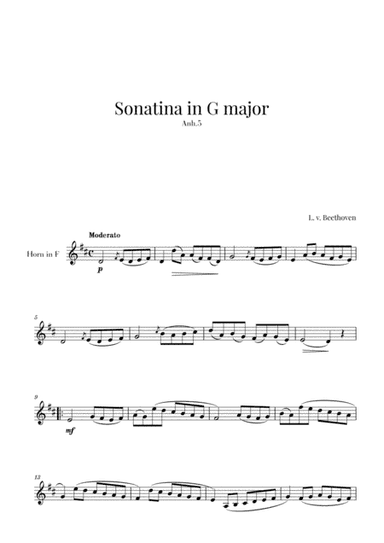 Beethoven - Sonatina in G Major (for French Horn in F) (arr. Cadenza Editions)