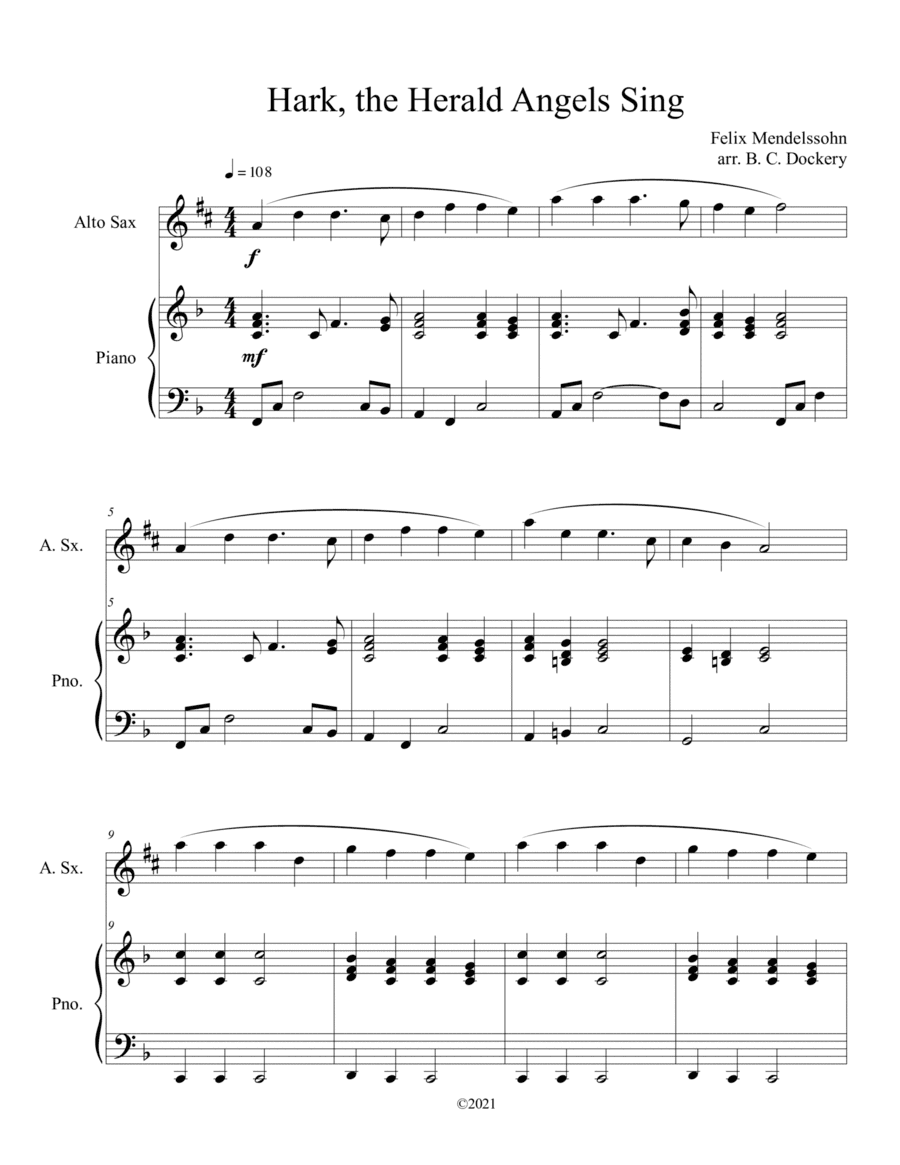 Hark, the Herald Angels Sing (Alto Sax Solo with Piano Accompaniment) (arr. B. C. Dockery)