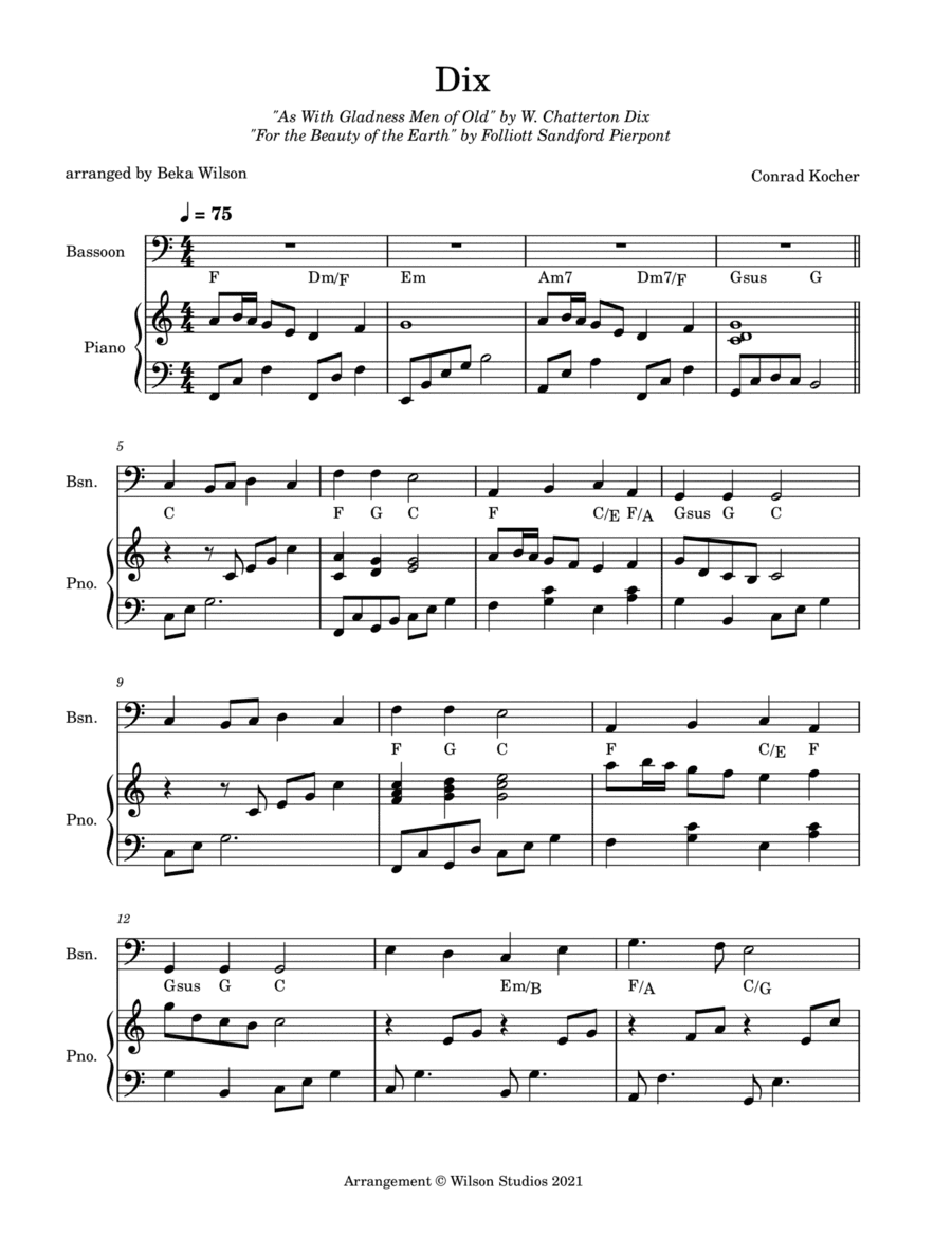 For the Beauty of the Earth--bassoon solo (arr. Beka Wilson)