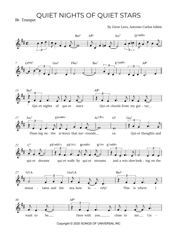 Quiet Nights Of Quiet Stars (arr. Alex Nunes Rodrigues)