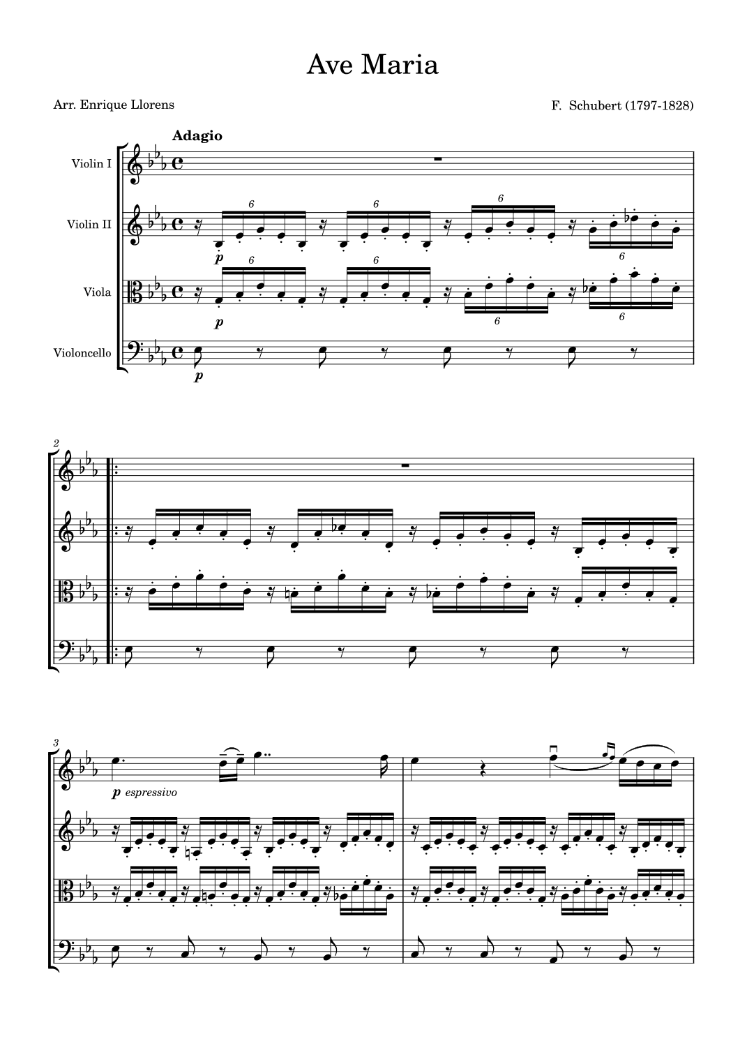 Schubert - Ave Maria for String Quartet - Level 3 (arr. Enrique Llorens)