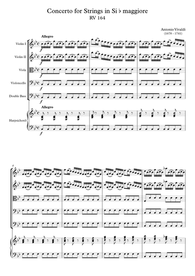 Concerto for Strings in Si b maggiore RV 164