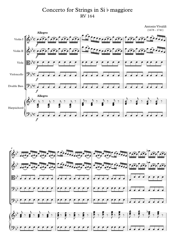 Concerto for Strings in Si b maggiore RV 164