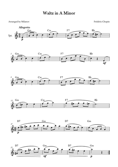 Waltz in A Minor | B. 150, Op. Posth. | Chopin | Trumpet | Chords (arr. Milanov)