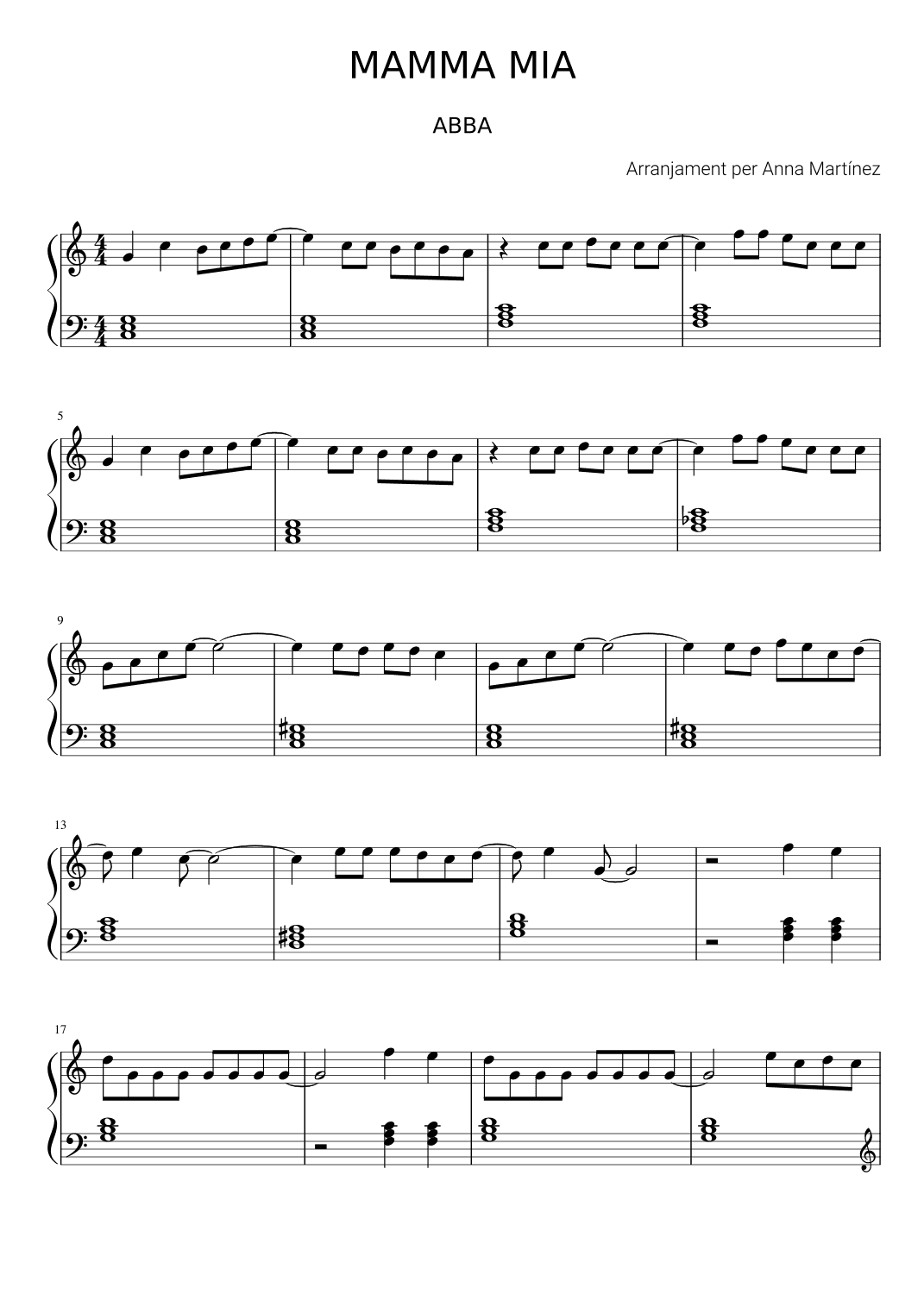 Mamma Mia (arr. Anna Martínez Massó)