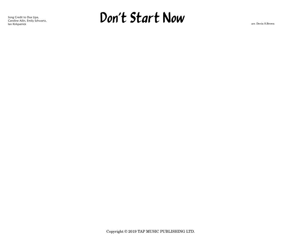 Don't Start Now (arr. Devin S.Brown)