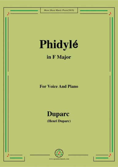 Duparc-Phidylé in F Major,for Voice and Piano (arr. MSM)