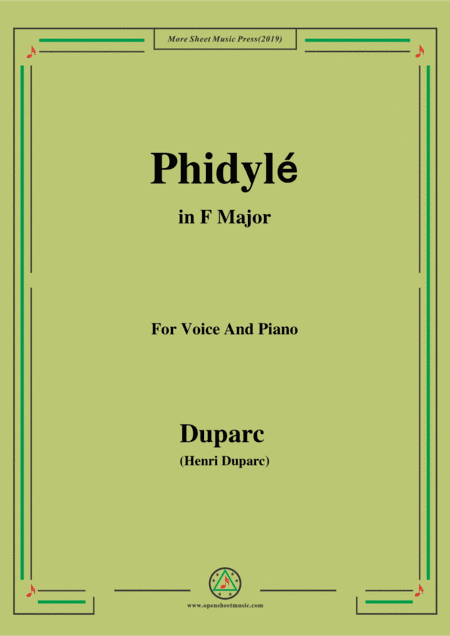 Duparc-Phidylé in F Major,for Voice and Piano (arr. MSM)
