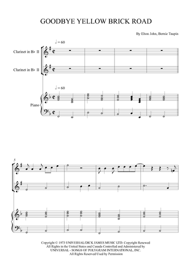 Goodbye Yellow Brick Road (arr. Alex Nunes Rodrigues)