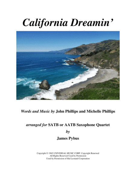 California Dreamin' (arr. James Pybus)