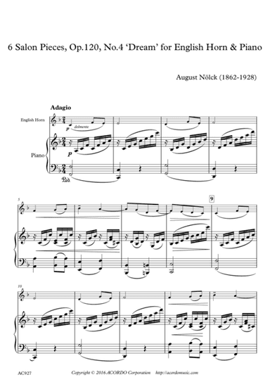 6 Salon Pieces, Op.120, No.4 ‘Dream’ for English Horn & Piano (arr. Mikio Kamada)