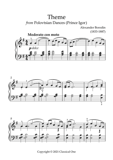 Borodin - Theme from Polovtsian Dances(With Note name) (arr. MPS)