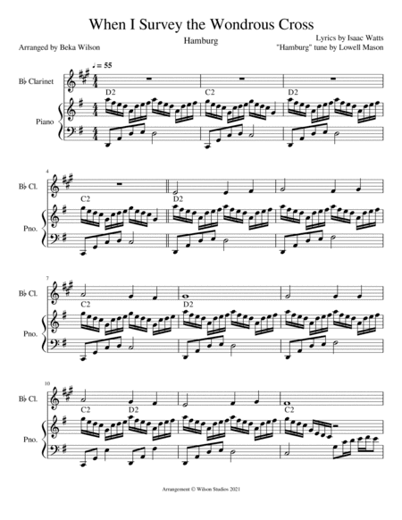 When I Survey the Wondrous Cross--clarinet solo (arr. Beka Wilson)