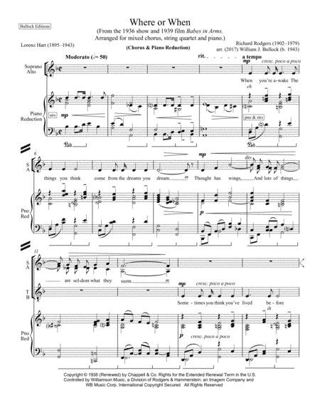 Where Or When (arr. William J. Bullock)