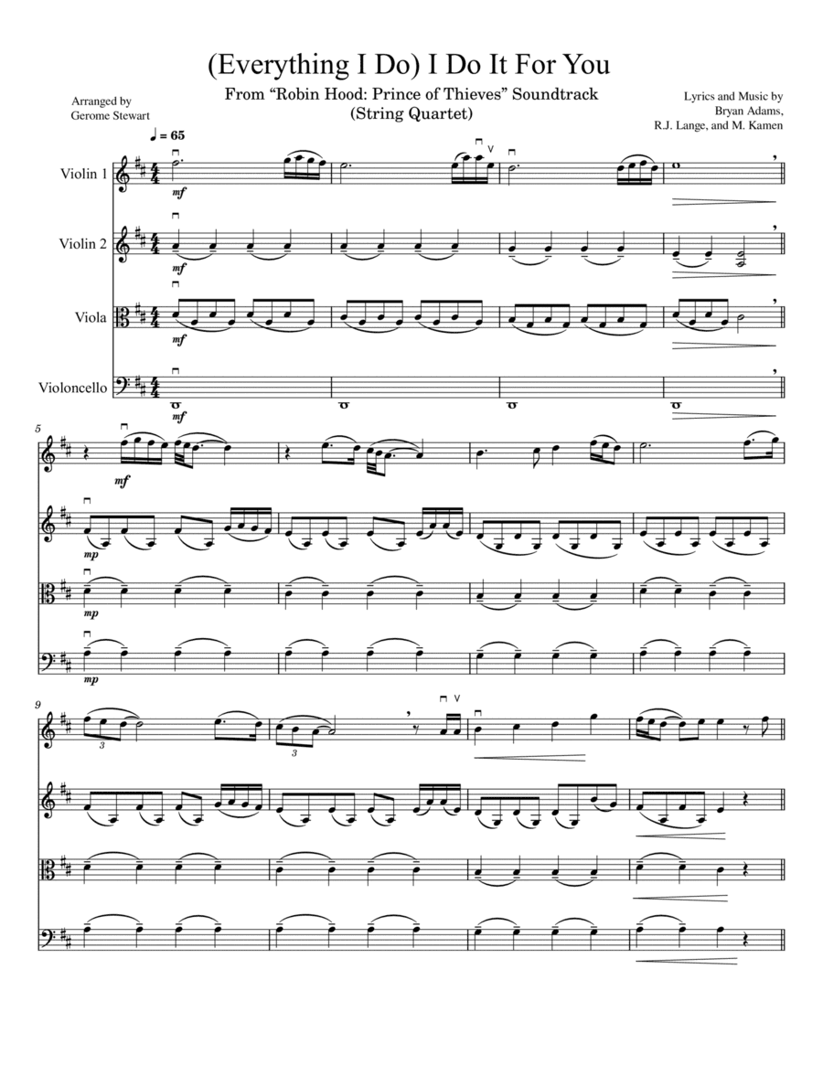 (everything I Do) I Do It For You (arr. Gerome Stewart)