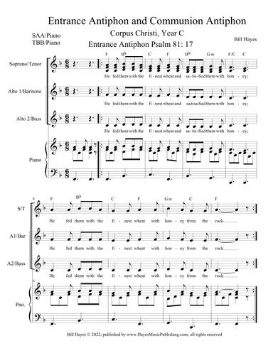 Antiphons for the Body and Blood of Christ (Corpus Christi, Years ABC