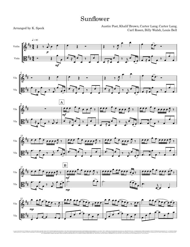Sunflower (arr. K. Speck)