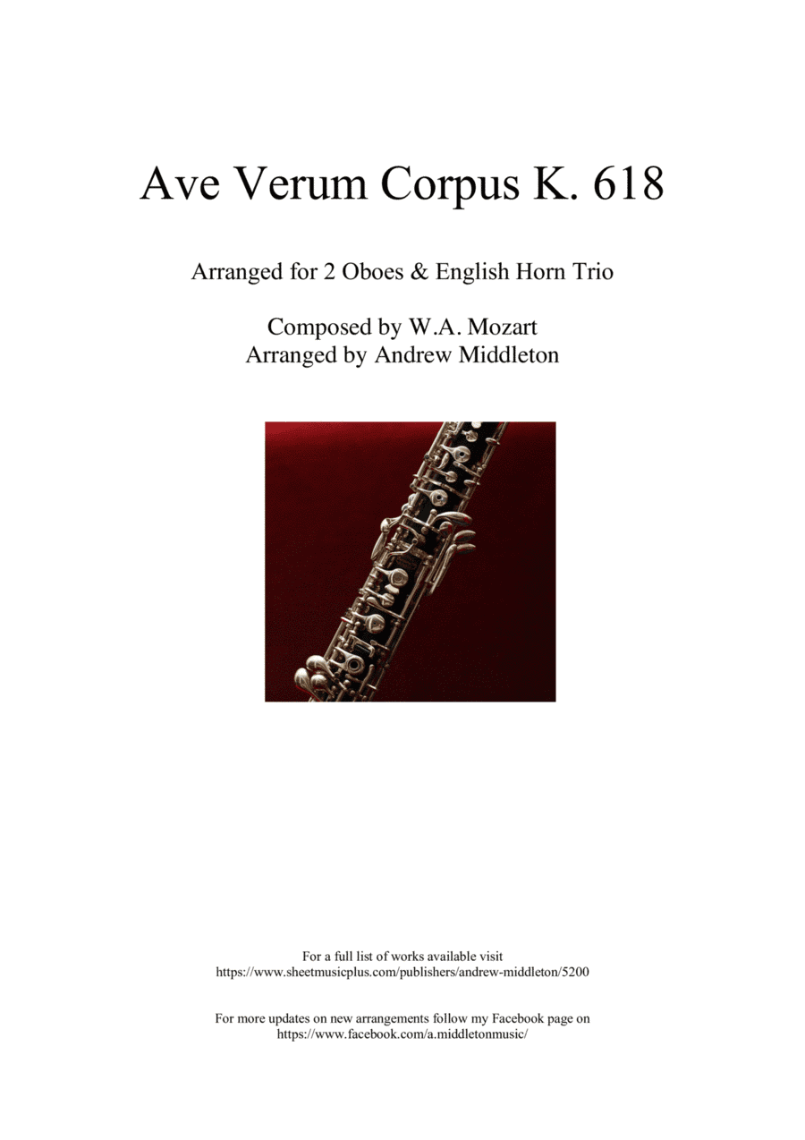Ave Verum Corpus K. 618 arranged for Double Reed Trio (arr. Andrew Middleton)