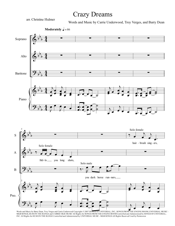 Crazy Dreams (arr. Christine Hulmer)