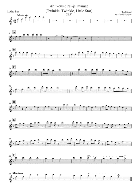 Twinkle, Twinkle, Little Star - Alto Saxophone Quartet (arr. David Kocijan)