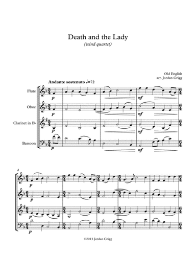 Death and the Lady (wind quartet) (arr. Jordan Grigg)