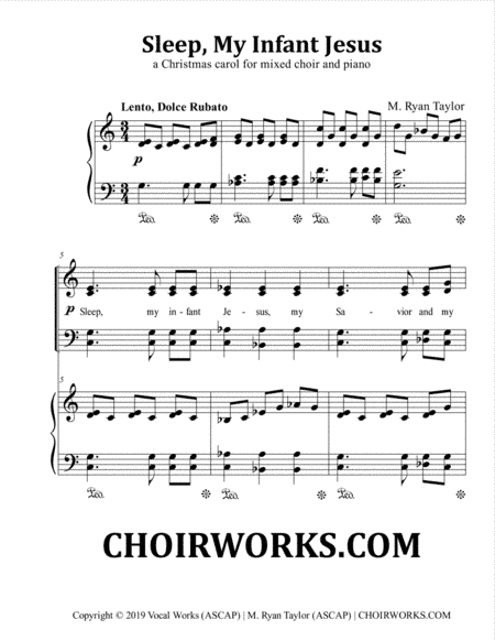 Sleep, My Infant Jesus (a Christmas carol for mixed choir and piano)