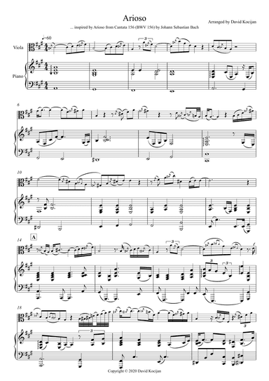 Arioso (viola & piano) (arr. David Kocijan)