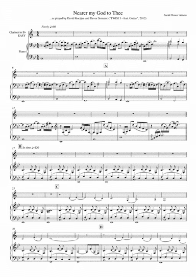 Nearer my God to Thee (piano & clarinet) - EASY (arr. David Kocijan & Davor Simunic)