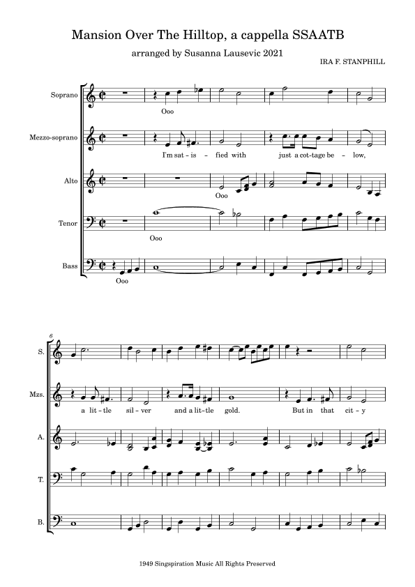 Mansion Over The Hilltop (arr. Susanna Lausevic)