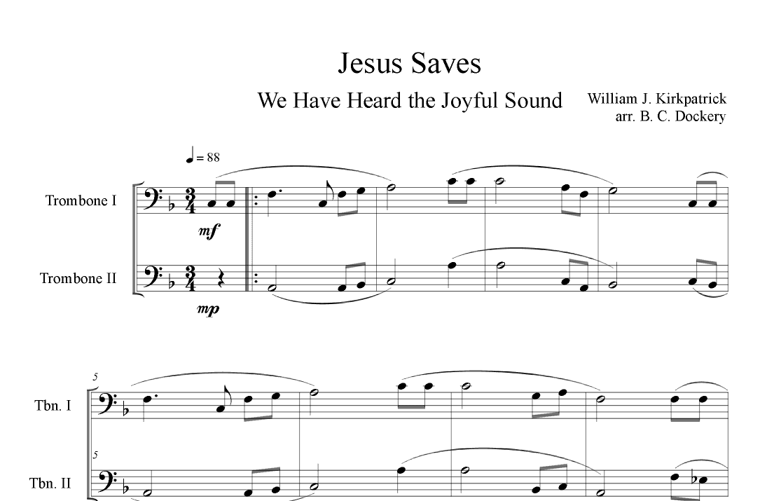 Jesus Saves (Trombone Duet) (arr. B. C. Dockery)