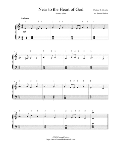 Near to the Heart of God - for easy piano (arr. Samuel Stokes)
