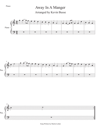 Away In A Manger (Easy key of C) Piano (arr. Kevin Busse)