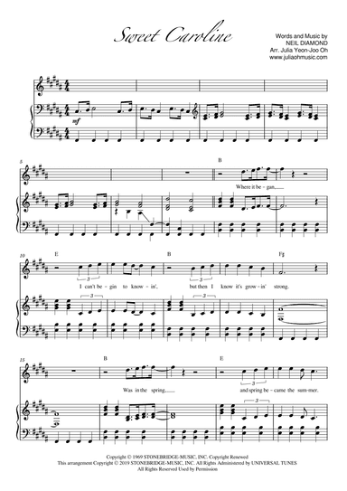 Sweet Caroline (arr. Julia Yeon-Joo Oh)