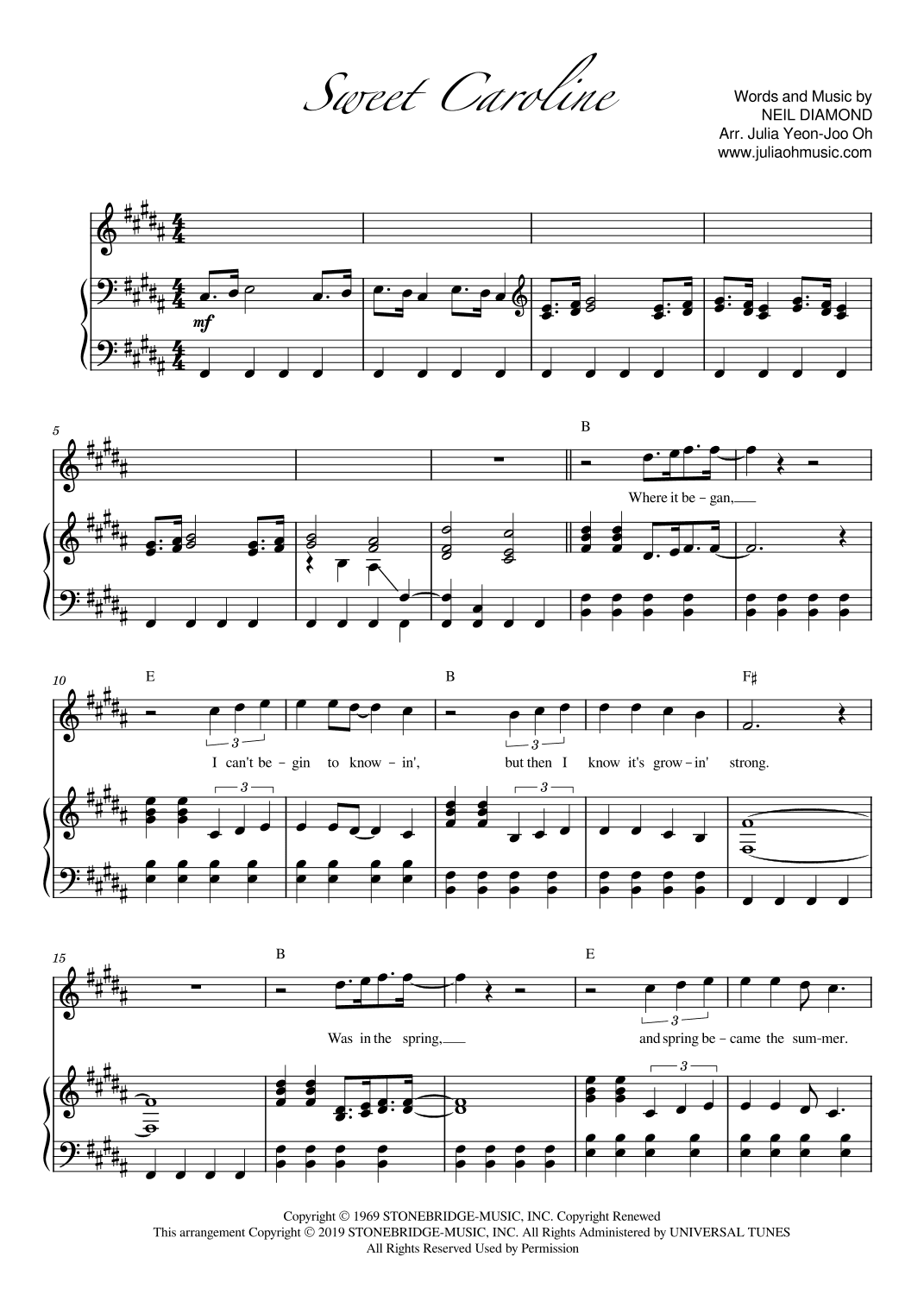 Sweet Caroline (arr. Julia Yeon-Joo Oh)