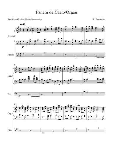 Panem de Caelo/Organ (arr. Ronald Batkiewicz)