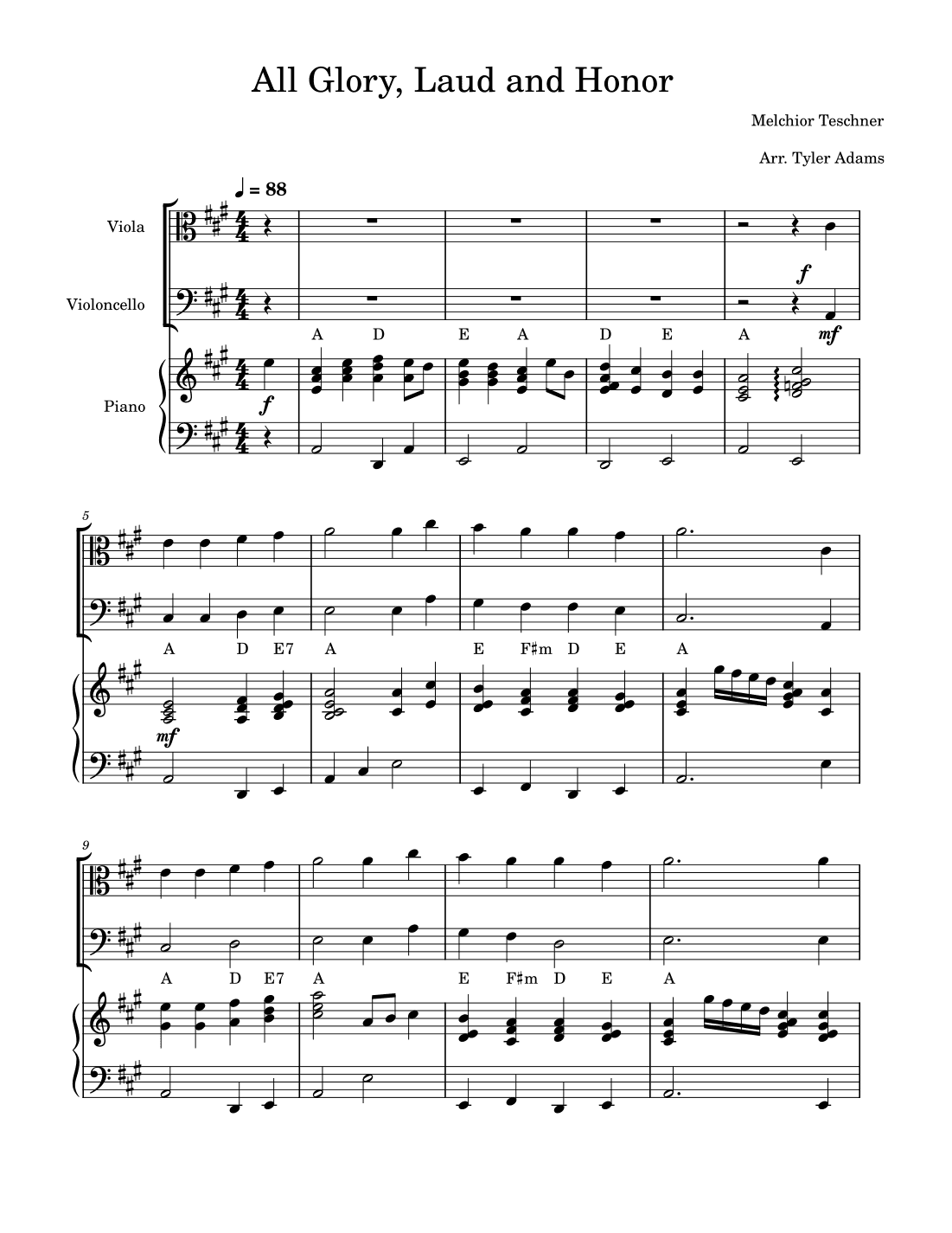 All Glory, Laud and Honor (Viola and Cello Duet with Piano) (arr. Tyler Adams)