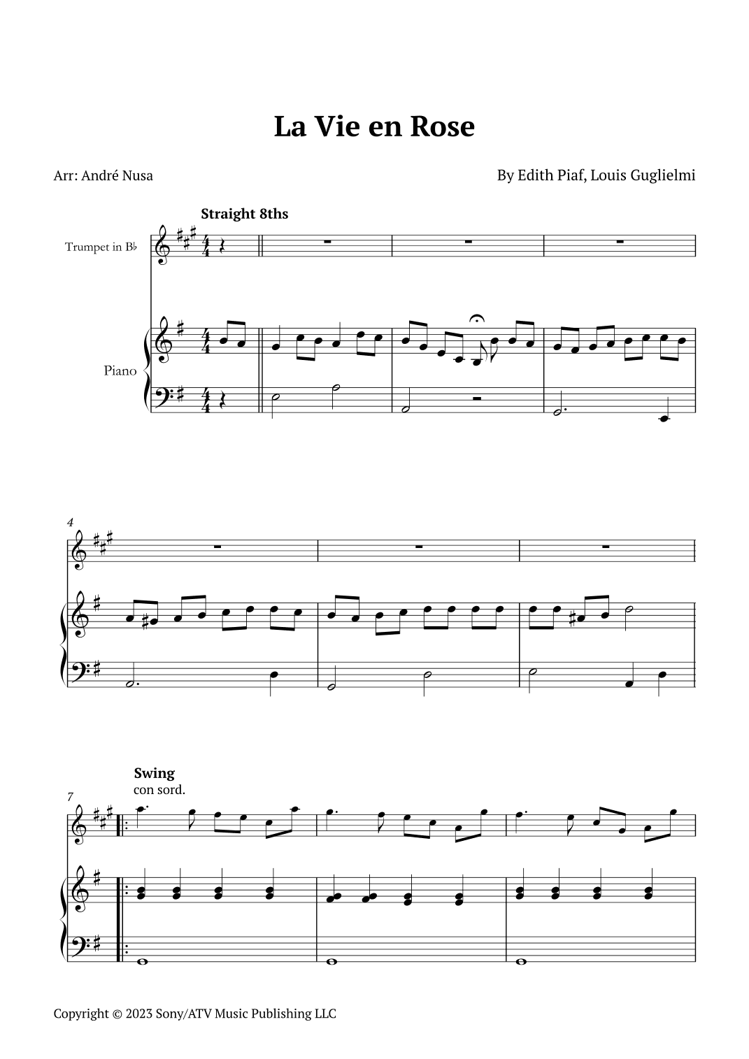 La Vie En Rose (arr. André Nusa)