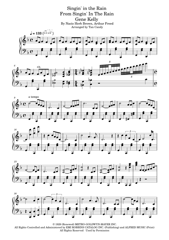 Singin' In The Rain (arr. Tan Candy)
