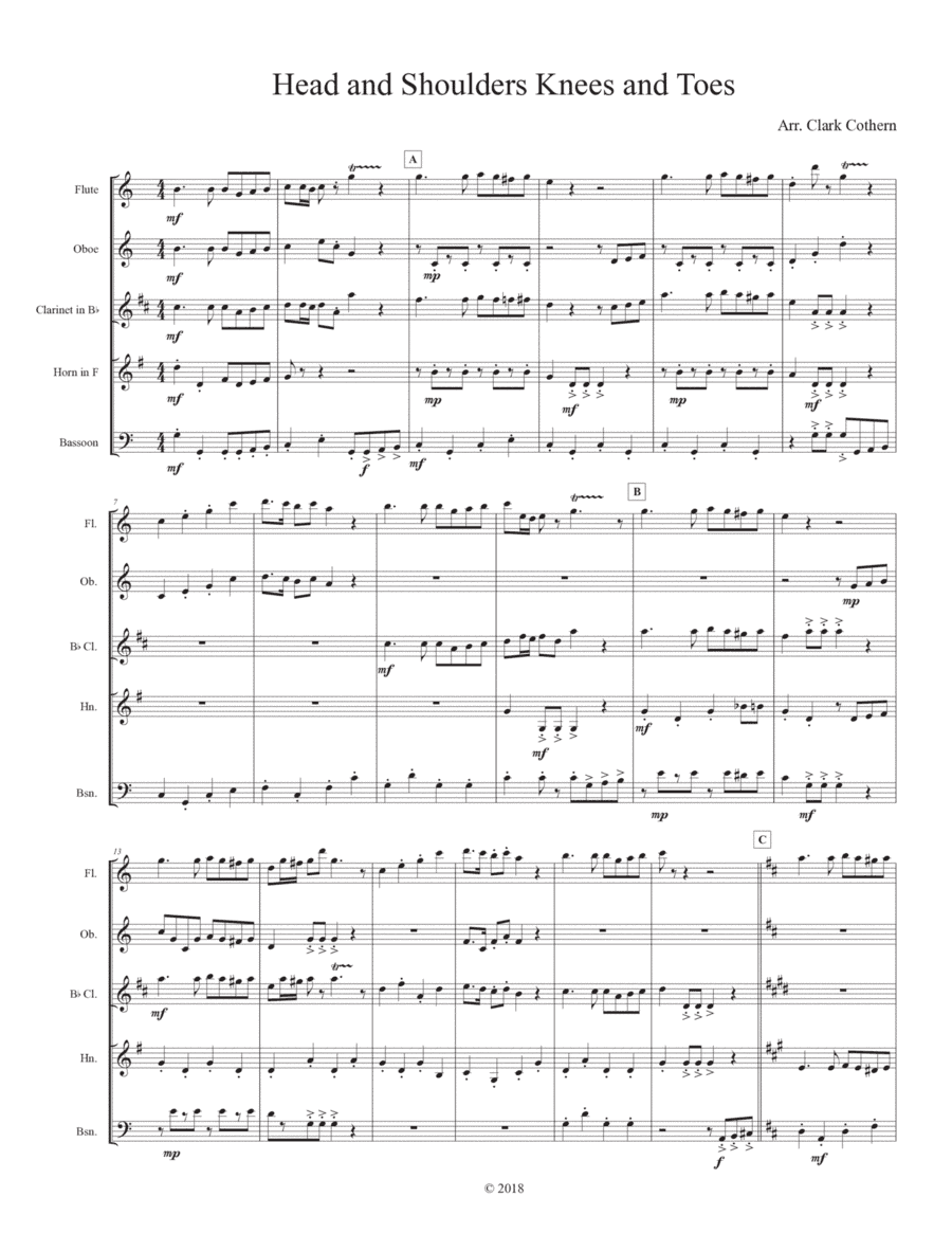 Head and Shoulders Knees and Toes (arr. Clark Cothern)
