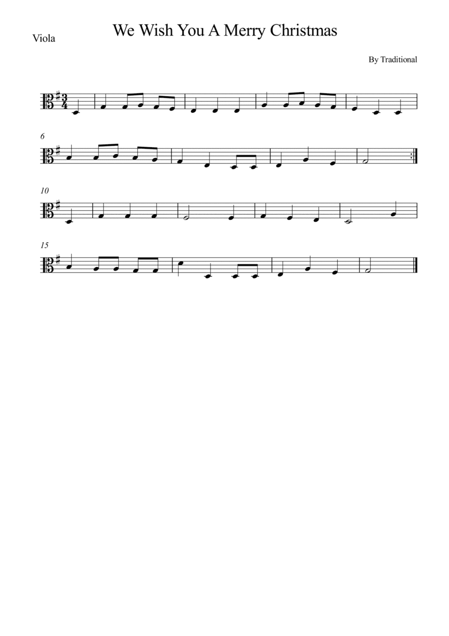 We Wish You A Merry Christmas - Viola (arr. Wesley S. SIlva)