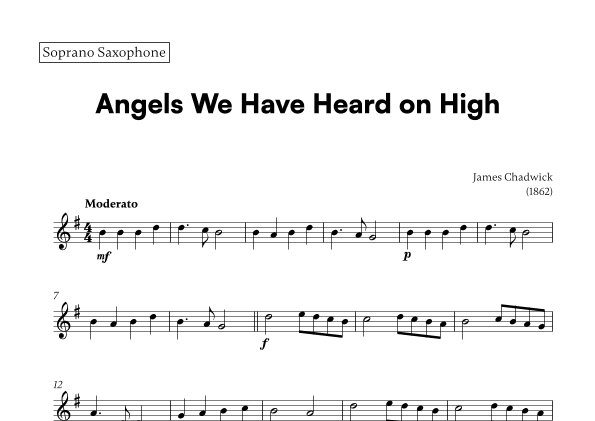 Angels we have heard on high (for Soprano Saxophone) (arr. Cadenza Editions)